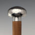 Vintage thick tan shaft pure silver round handle walking stick 86cm